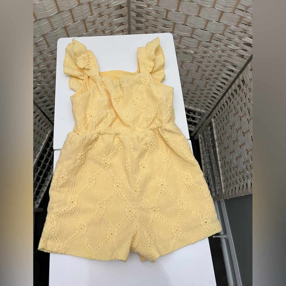 Yellow eyelet romper